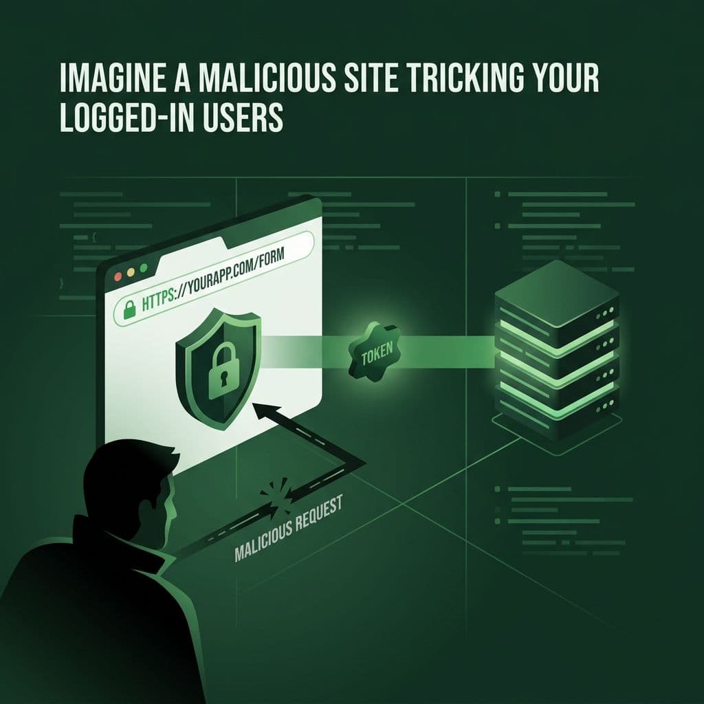 Imagine a malicious site tricking your logged-in users into making unwanted requests on YOUR application. It's a classic web security risk called Cross-Site Request Forgery CSRF.